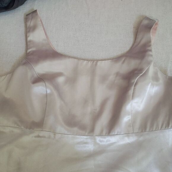 CDC Evening Dress sz 8 Champagne Satin Formal Gown Slinky Regency Empire Bride - Picture 4 of 4
